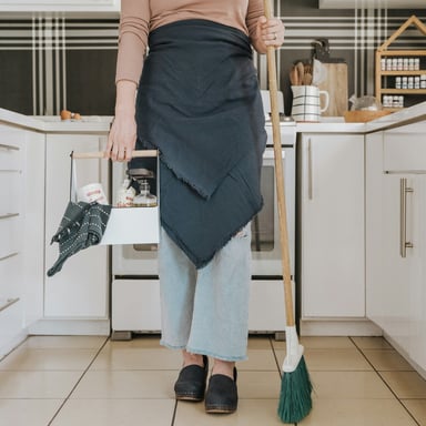 Housekeeper cleaning a vacation rental