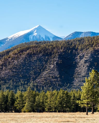Flagstaff Arizona with snow-capped San Francisco Peaks