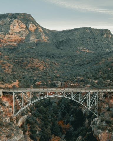 Sedona Arizona red rock canyon with bridge